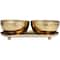 White Wax Egyptian Mint Scented Candle Set with Gold Hammered Containers and Oval Holding Tray